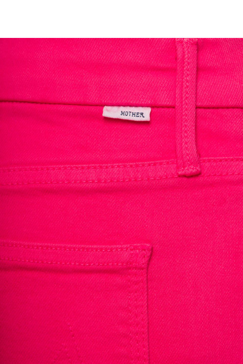 'fray' Fuchsia Flared Jeans With Patch Pockets In Cotton Denim Woman