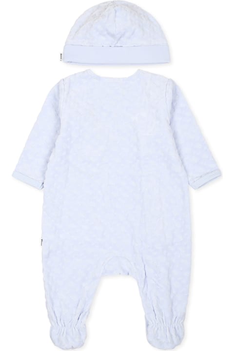 أدوات منزلية Hugo Boss Light Blue Babygrow Set For Baby Boy With Monogram
