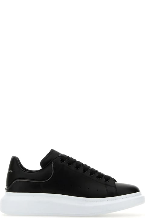 メンズ シューズ Alexander McQueen Black Leather Sneakers With Black Leather Heel