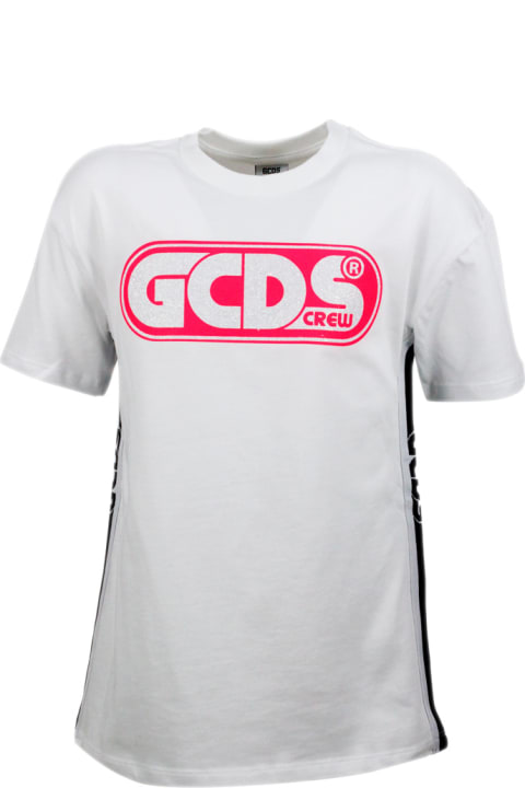 GCDS Dresses for Girls GCDS Short Sleeve Dress With Fluo And Lurex Writing