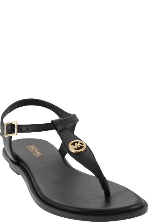 ウィメンズ新着アイテム Michael Kors Collection Leather Sandal With Logo