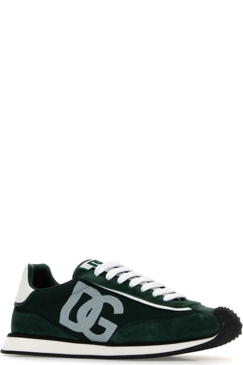 Dolce & Gabbana for Women Dolce & Gabbana Bottle Green Suede And Mesh Dg Aria Sneakers