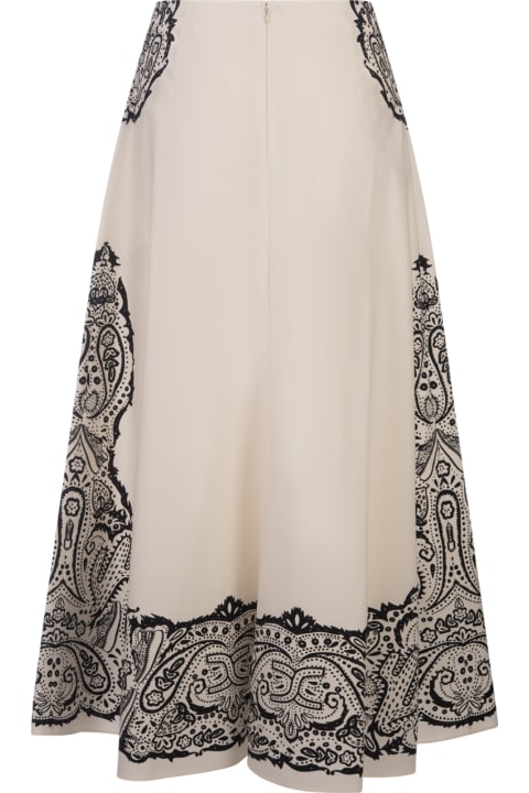 ウィメンズ Chloéのスカート Chloé White Flared Midi Skirt With Print