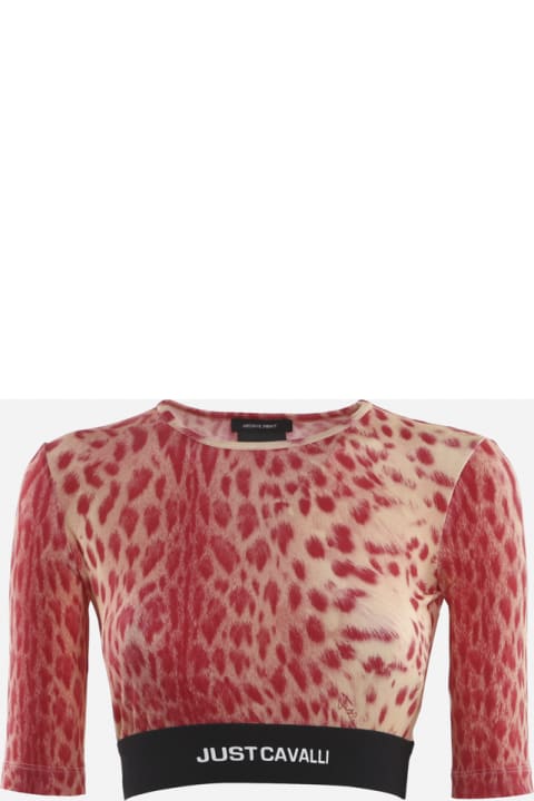 Stretch Fabric Top With All-over Animal Print