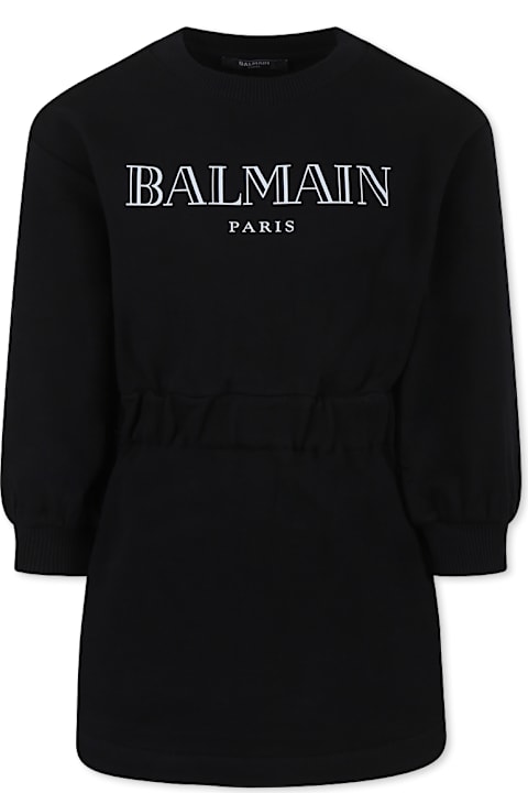 Homeware Balmain Black Dress For Girl With Logo