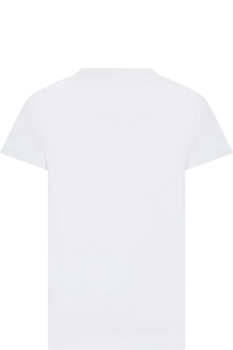 Fendi for Girls Fendi White T-shirt For Girl With Print And Ff