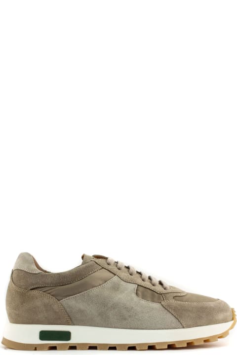 Beige Suede And Nylon Sneakers
