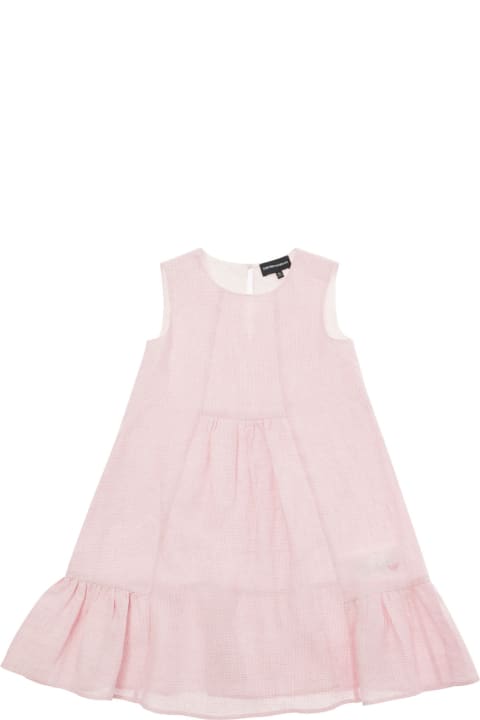 Emporio Armani Dresses for Girls Emporio Armani Pink Dress With Volant Skirt In Linen Girl
