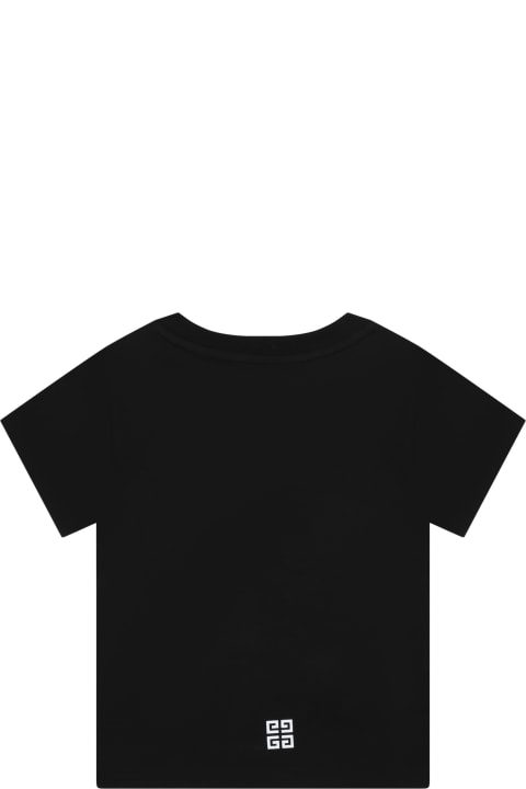 Topwear for Baby Girls Givenchy Black T-shirt For Baby Boy With Logo