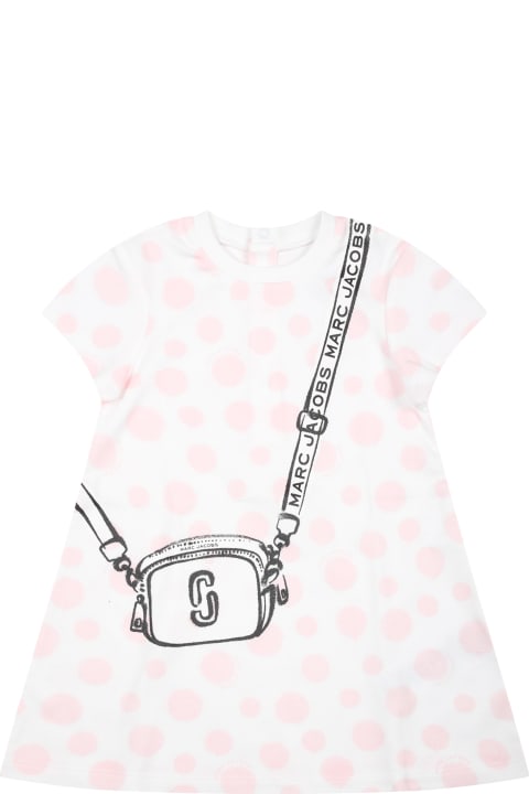 Little Marc Jacobs Clothing for Baby Girls Little Marc Jacobs White Dress For Baby Girl With Print And Polka Dots