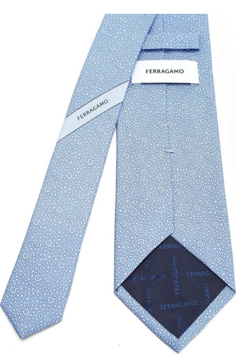 Ferragamo Ties for Women Ferragamo Ferragamo Gancini-printed Pointed-tip Tie
