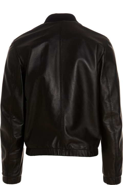 Dolce & Gabbana Sale for Men Dolce & Gabbana Leather Jacket With Logo Plaque