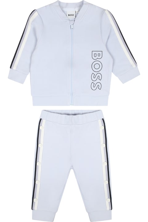 Bottoms for Baby Girls Hugo Boss Light Blue Sport Suit Set For Baby Boy