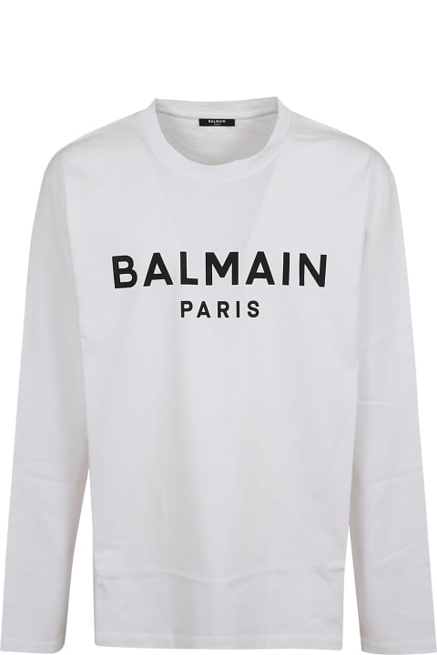 Balmain ملابس علوية لـ القسم الرجالي Balmain Ls Print T-shirt