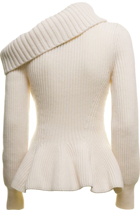 One Shoulder Wool And Cashmere Sweater Alexander Mcqueen Woman