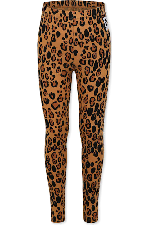 Mini Rodini Bottoms for Women Mini Rodini Beige Leggings For Girl With Spotted Print