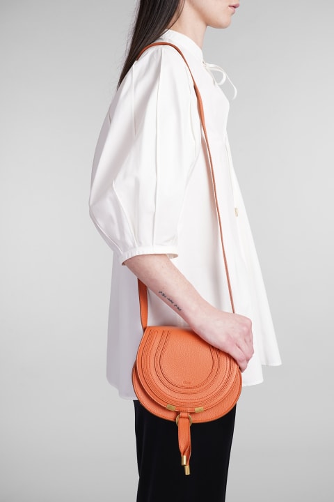Chloé Totes for Women Chloé Mercie Shoulder Bag In Orange Leather