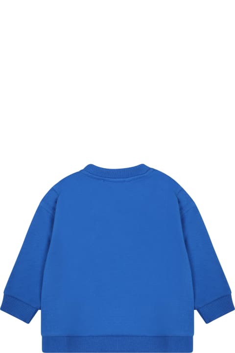 Sale for Baby Girls Moschino Blue Sweatshirt For Baby Boy With Teddy Bears And Logo
