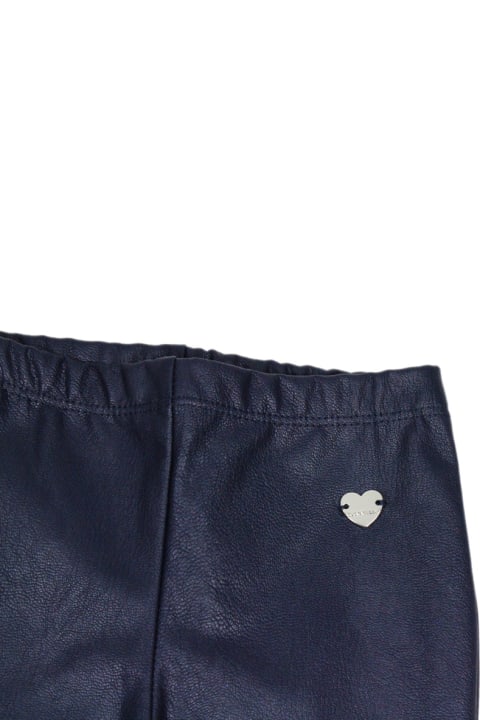 Monnalisa Bottoms for Girls Monnalisa Leggings Trousers In Super Stretch Eco-leather With Applied Metal Heart