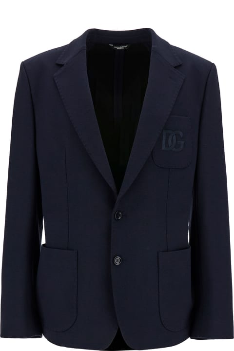 Dolce & Gabbana for Men Dolce & Gabbana Single-breasted Jacket With Tonal Dg Logo Embroidery