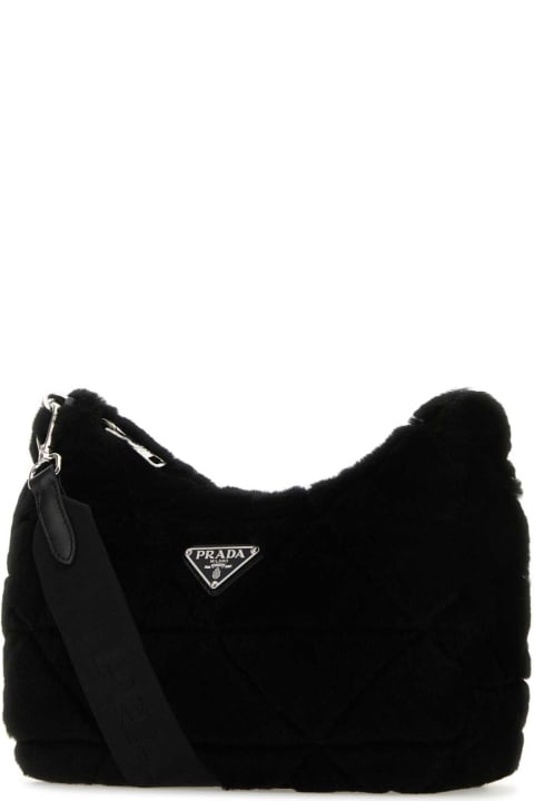 Fashion for Women Prada Black Shearling Shoulder Bag