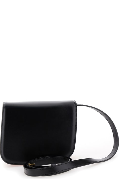 Ferragamo Bags for Women Ferragamo 'fiamma S' Black Asymmetric Crossbody Bag With Logo Detail In Leather Woman