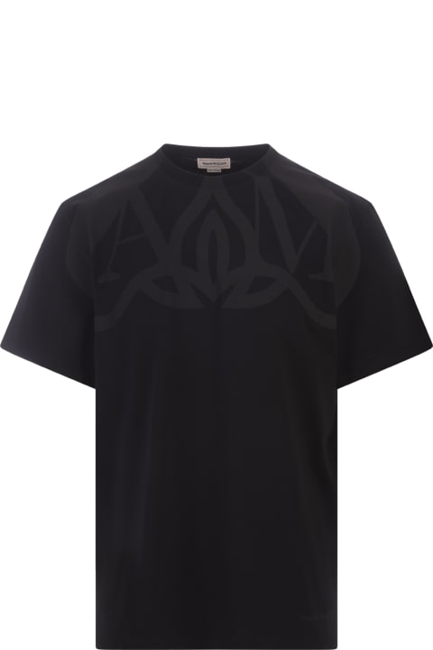 Clothing for Men Alexander McQueen Black T-shirt With Seal Logo