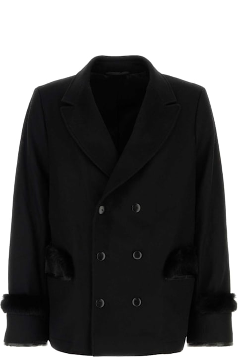 メンズ Random Identitiesのコート＆ジャケット Random Identities Black Wool Blend Coat