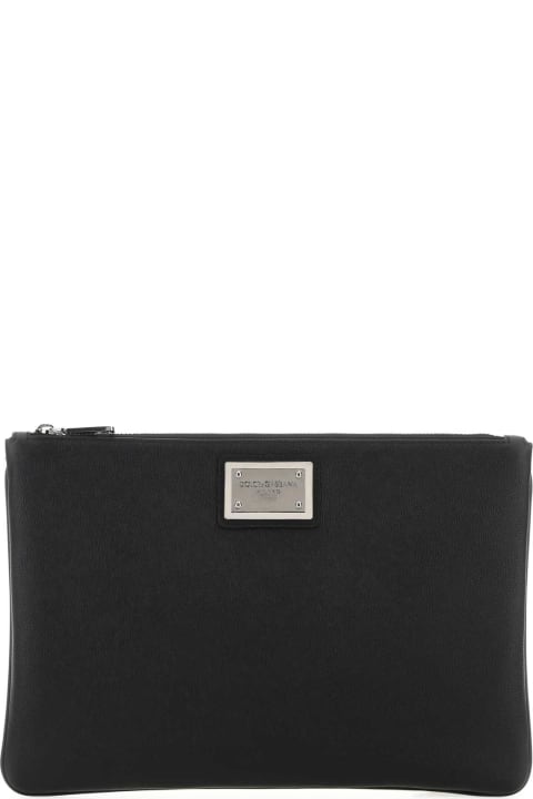 Luggage for Women Dolce & Gabbana Black Leather And Nylon Pouch