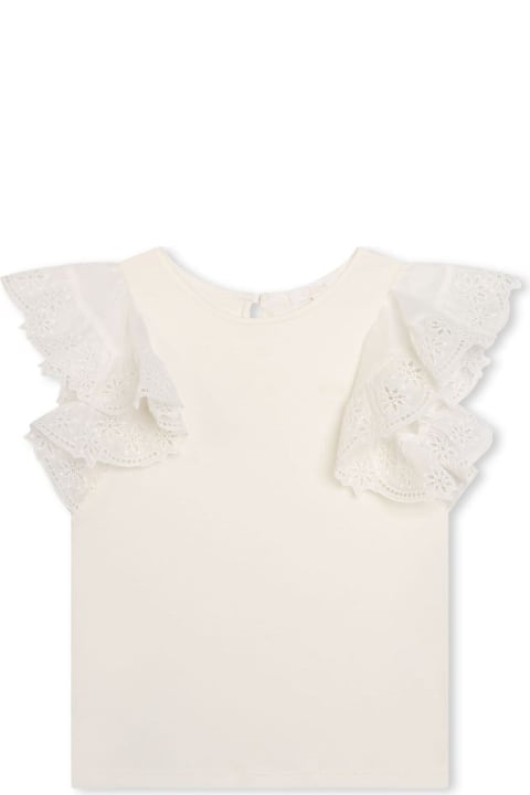 Fashion for Kids Chloé White Top With Embroidered Ruffles