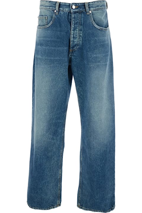 インテリア Icon Denim 'will' Light-blue 5-pocket Jeans With Logo Patch In Cotton Denim Man