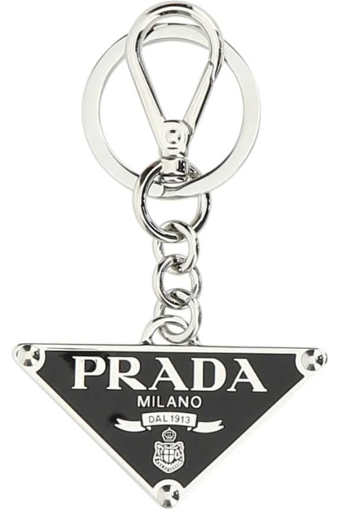 Prada Keyrings for Men Prada Black Metal Key Ring