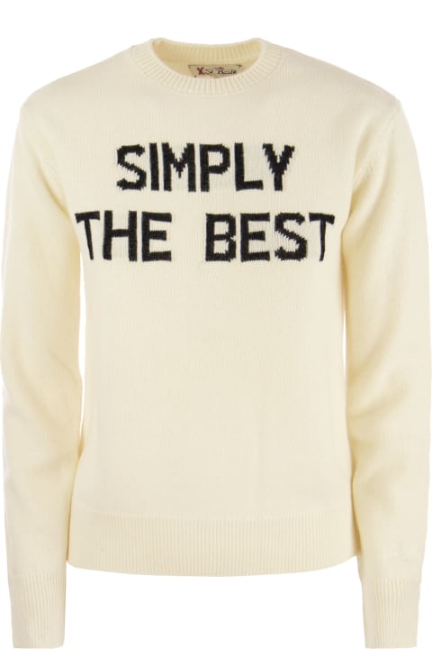Fashion for Women MC2 Saint Barth Wool And Cashmere Blend Jumper With Simply The Best Embroidery