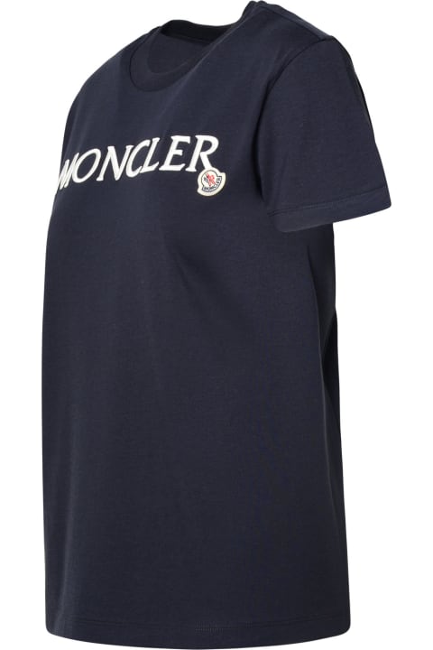Moncler Clothing for Women Moncler Blue Cotton T-shirt