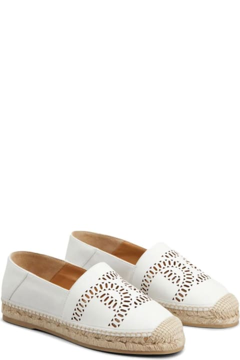 Tod's Flat Shoes for Women Tod's White Leather Kate Espadrilles