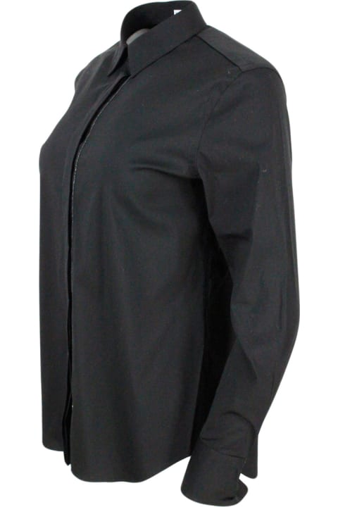 ウィメンズ Brunello Cucinelliのウェア Brunello Cucinelli Long-sleeved Shirt In Stretch Cotton With Long Monili Closure