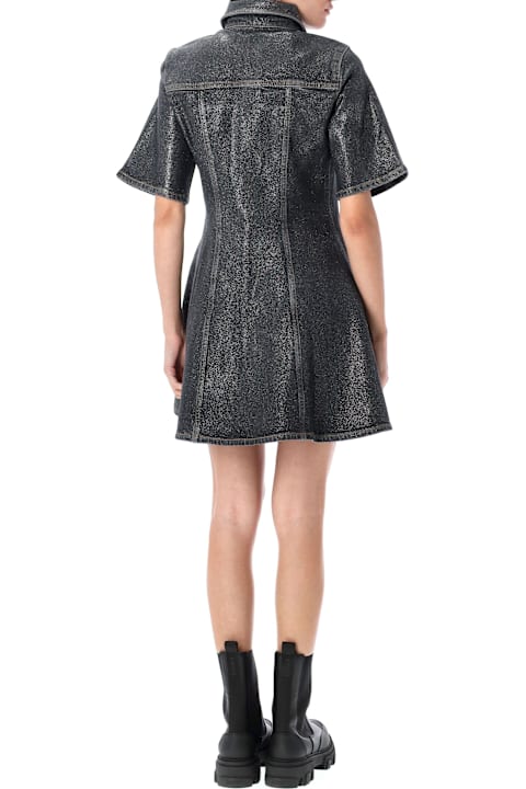 Homeware Ganni Shimmery Foil Denim Mini Dress
