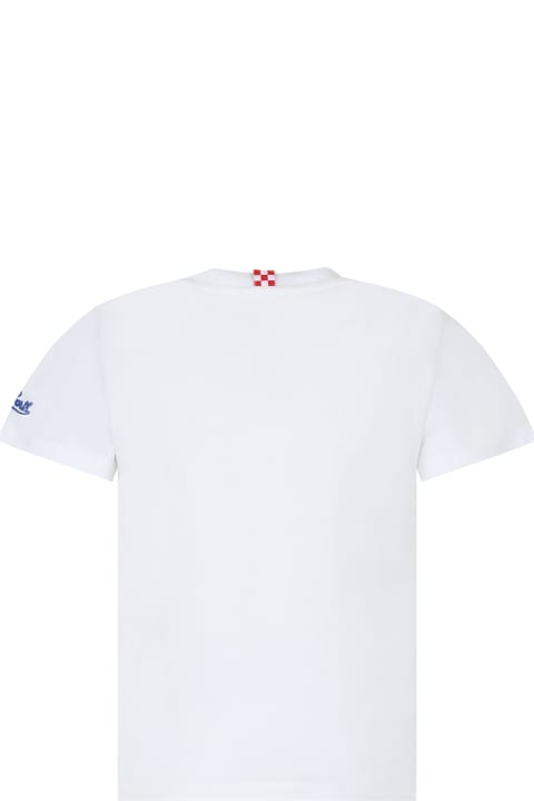 ボーイズ MC2 Saint BarthのTシャツ＆ポロシャツ MC2 Saint Barth White T-shirt For Boy With Estathé Print