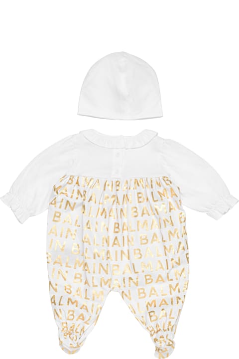 Sale for Baby Boys Balmain Onesie Set With Jacquard Logo Pattern