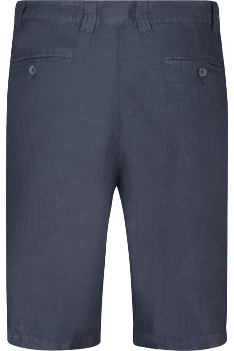 120% Lino Pants for Men 120% Lino Blue Linen Bermuda Shorts