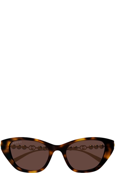 Gucci Eyewear for Kids Gucci Eyewear Gucci Gg1968s Linea Emblem 003 Havana Gold Brown Sunglasses