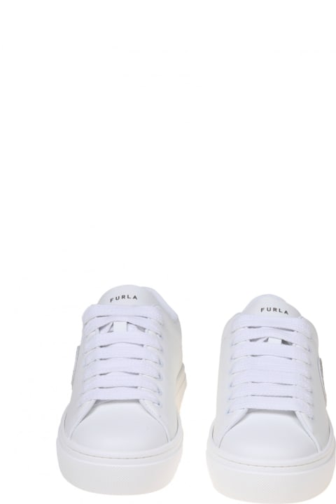 Furla for Women Furla Joy Lace Up Sneakers In White Leather