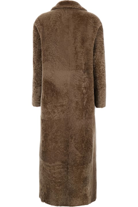 Blancha Coats & Jackets for Women Blancha Brown Double-breasted Shearling Coat With Peak Revers In Fur Woman