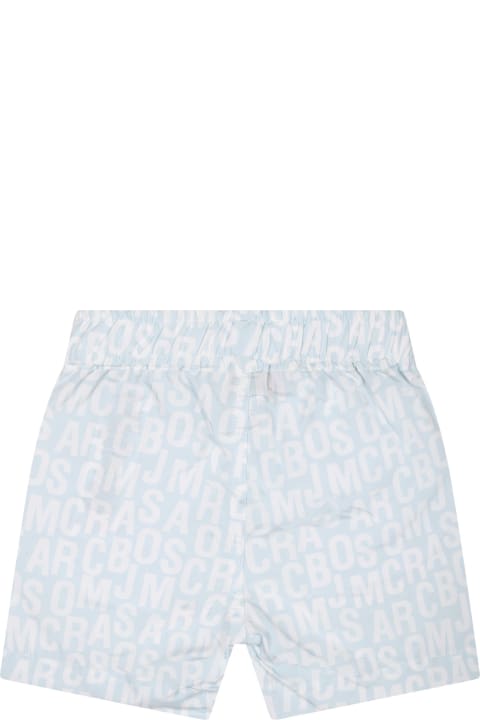 Marc Jacobs Swimwear for Baby Girls Marc Jacobs Light Blue Boxer Shorts For Boy With All-over Logo