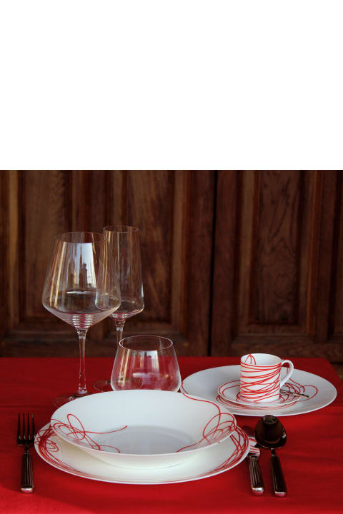 Set of 4 Coupe Soup Plates - Fil Rouge Nodi Collection