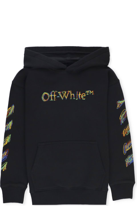 Topwear for Boys Off-White Logo Sketch Hoodie