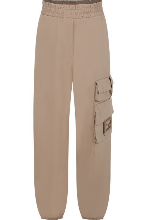 Fendi Bottoms for Boys Fendi Brown Trousers For Kids With Double Ff