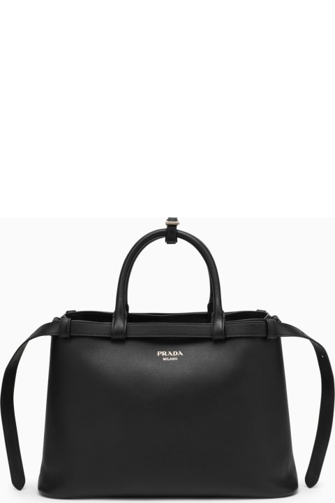 ウィメンズ Pradaのベルト Prada Black Medium Leather Handbag With Belt