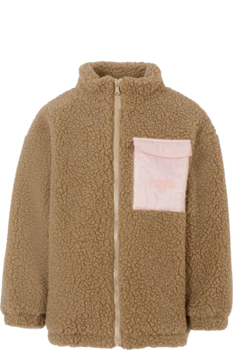 Fashion for Women Fendi Brown Faux Fur Coat For Girl With Logo
