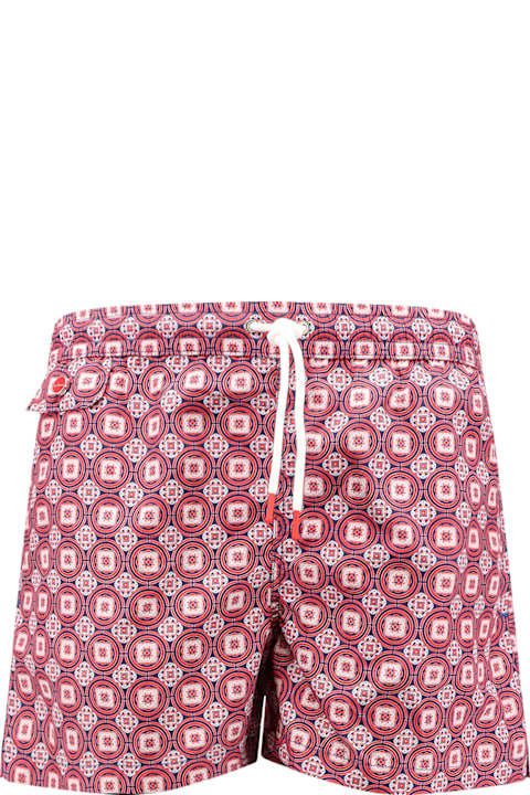 Kiton Men Kiton Nylon Swim Trunk With All-over Maiolica Print